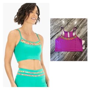 NWT Nanette Lepore Play Crop Tank in Purple Cactus Flower Size Large